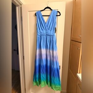 Taylor Blue and Green Ombre Maxi Dress